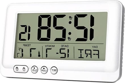 Digitale Wekker - Batterij Klok - Wakker Worden - Groothoek LCD - Dubbele Wekker - Wit