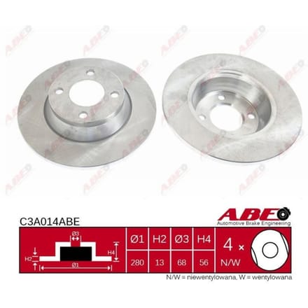 Remschijf ABE C3A014 voorkant, compleet, sterk gecarboniseerd, 1 Stuk