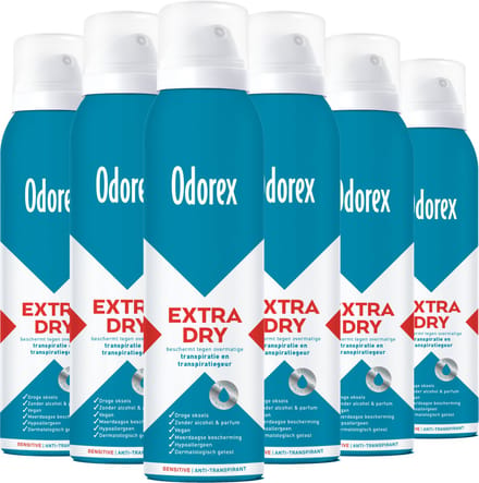 Odorex Extra Dry Deodorant Spray Sensitive - 6x 150ml - voordeelverpakking