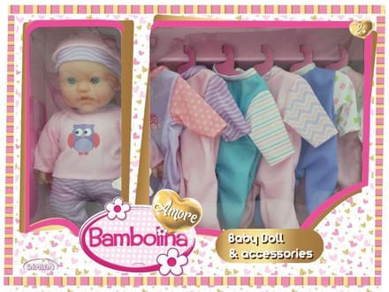 Pop baby met 6 extra outfits - 30 cm.
