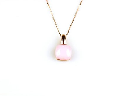 model Caprice ketting in zilver roze verguld met hanger roze steen