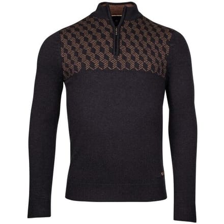 Baileys Trui Top 3D Blocks Pattern Lambswool Half Zip Tobacco / male