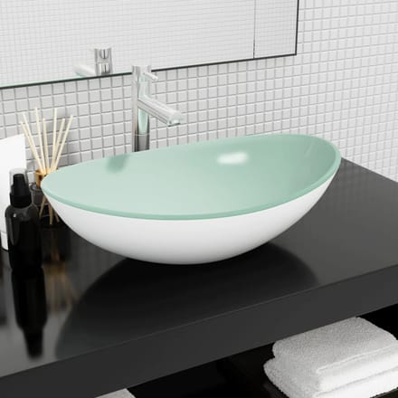 vidaXL - Wasbak - 54,5x35x15,5 - cm - gehard - glas - wit