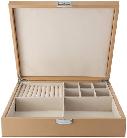 Emilie collection - sieradendoos - luxe juwelendoos - beige - beautycase - maat large