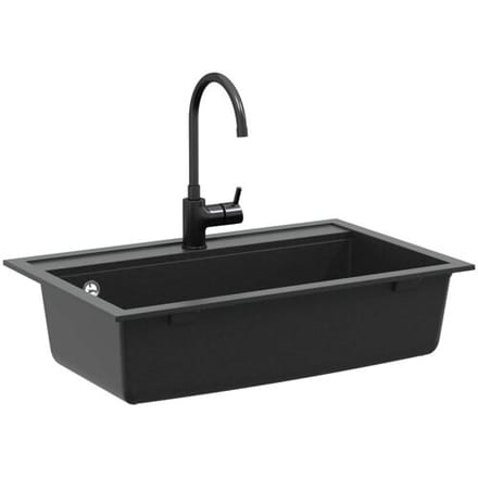 vidaXL - Wasbak - Graniet - 795 - x - 505 - mm - Zwart