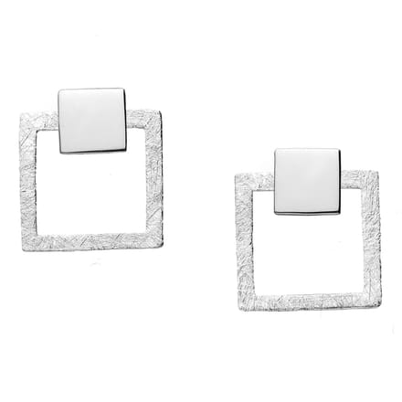 EAR IT UP - Oorbellen - Vierkant - Jacket - Mat - 925 sterling zilver - 16 x 14 mm - 1 paar