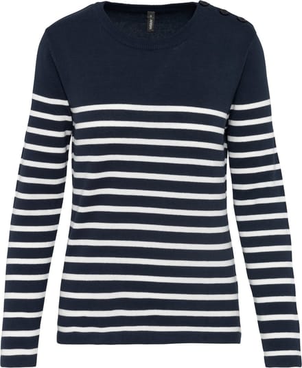 Kariban Gestreepte damestrui K990 - Striped Navy / Off White - L