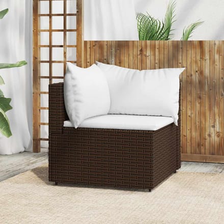 vidaXL - Tuinhoekbank - met - kussens - poly - rattan - bruin
