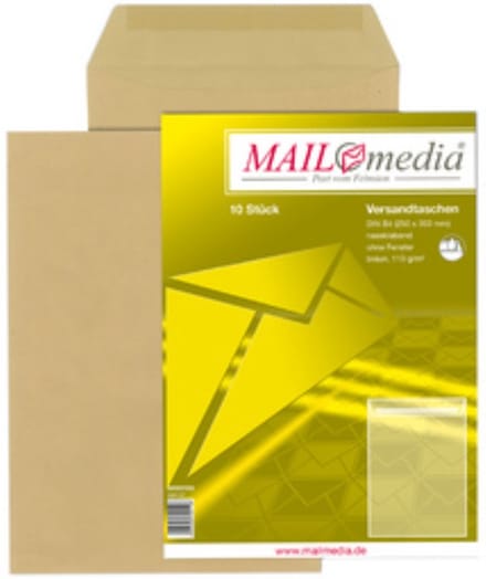 MAILmedia akte-envelop bruin, B4, 25 x 35,3 cm, zonder venster, gegomd, 10 st.