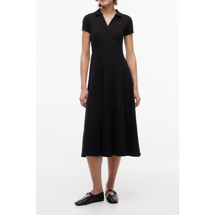 Tommy Hilfiger Rib F&f Polo Mid Black Größe: S | Midikleider Outlet | Damen | Schwarz