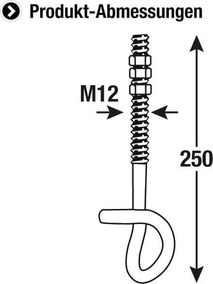 Gegalvaniseerde veiligheidsschommelhaak - M12 x 250 mm - Duurzaam - professioneel