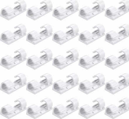 Kabelclips - 20 Stuks - Kabelhouder - Wit - Zelfklevend - Kabelbinder - Kabel organiser - OXILO