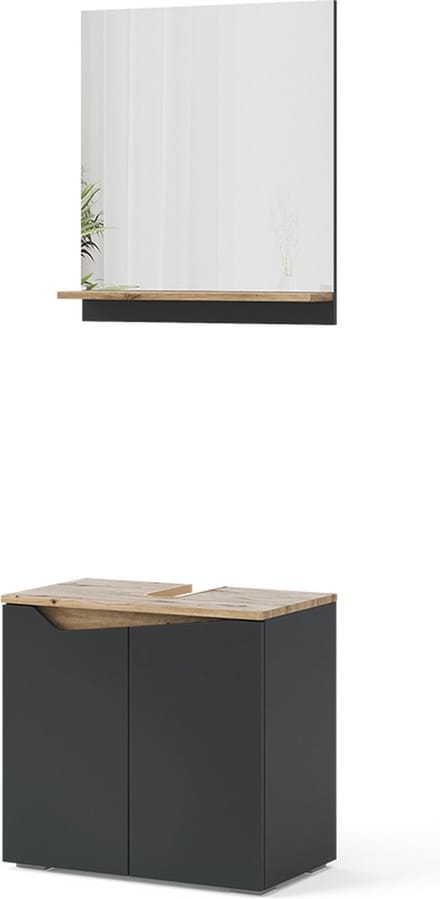 Vicco Badkamermeubelset Marelle, Antraciet/Artisanaal eiken, 2-delig