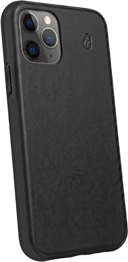 BeetleCase, Hoesje geschikt voor iPhone 11 Pro Max - Versterkt Leer, Zwart