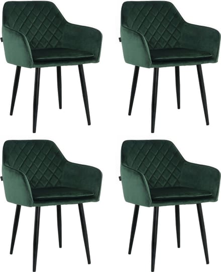 Lina® Noble Eetkamerstoelen - Groen - Set van 4 - Velvet
