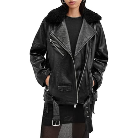 AllSaints Vendra Nz Biker Black Größe: XS | Lederjacken Outlet | Damen | Schwarz