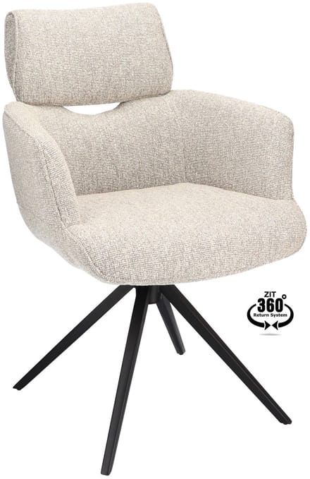 Icon Living - Armstoel Boyd - Stof Lodge Clay - Leg Black 360° Return-System