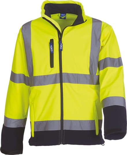 Yoko Signalisatie jack van softshell YHVK09 - Hi Vis Yellow / Navy - M