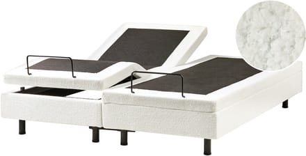 DUKE - Bed zonder hoofdbord - Gebroken wit - 160 x 200 cm - Bouclé
