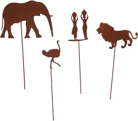 UNUS® Tuinsteker Afrika roestlook set van 4