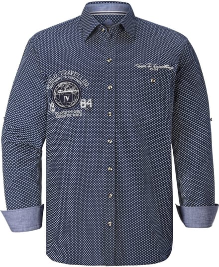 Jan Vanderstorm herren Overhemd - 55/56 - donkerblauw - Plus Size