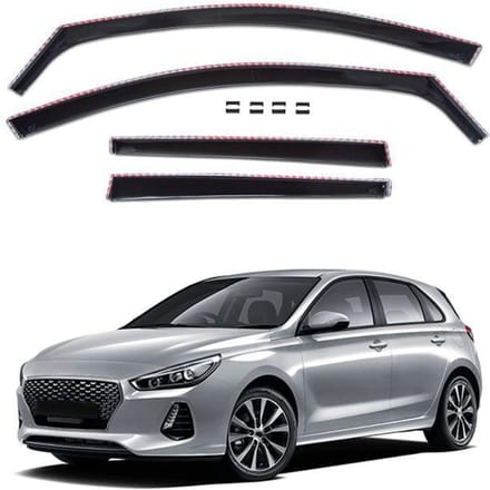 Déflecteurs d'air - Hyundai i30 (depuis 2017) Hatchback - 4 pièces - Acrylique anti-UV - Montage facile
