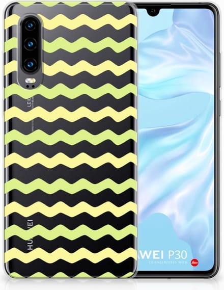 Back Cover voor Huawei P30 TPU bumper Waves Yellow