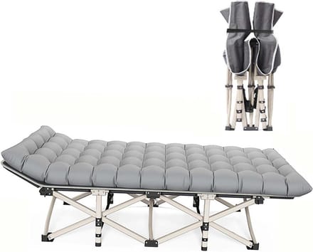 Opvouwbaar Bed - Campingbedje Lichtgewicht - Buiten Ontspannen - Stevig RVS Frame - 178 cm Lang - Grijs