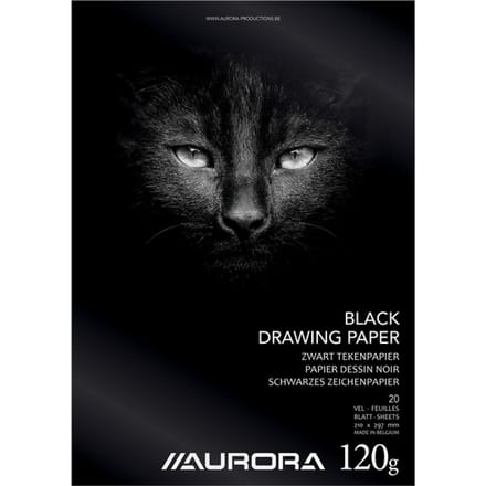 Aurora Tekenblok - Zwart Tekenpapier - A4 - 210x297mm - 120gr - 20 vel