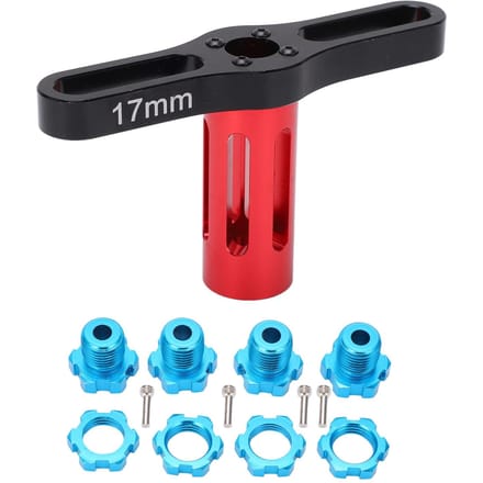 4 Set 17mm Zeskantmoeren Gekartelde Wielnaven met Verwijdergereedschap voor Traxxas Summit EREVO 1 10 blauw