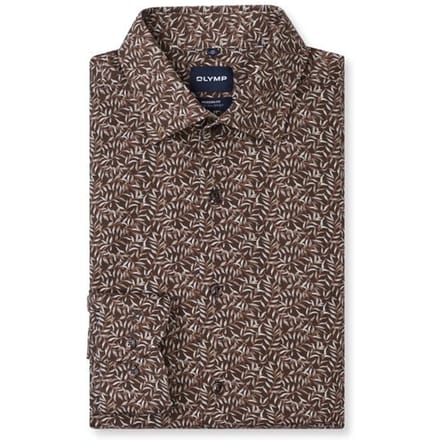 OLYMP Luxor 24/Seven Overhemd, Modern Fit, New Kent, Bruin