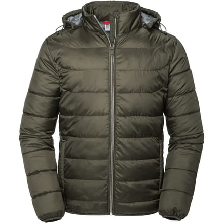 Russell Heren Nano Gewatteerd jack met capuchon (Donkere Olijf)