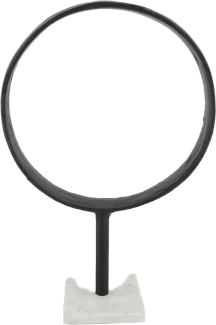 Beeld ring aluminium op standaard - 29x11.5x43 cm - Zwart