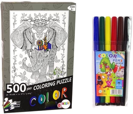 Puzzle 500 do kolorowania Słoń - Puzzel 500 om in te kleuren Olifant
