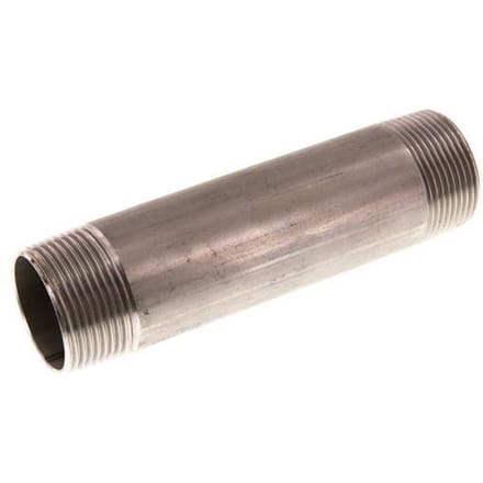 R 1 1/4'' RVS Dubbele Pijpnippel 20 Bar DIN 2982 - 150mm - FL2S-M-ST-114R-150L