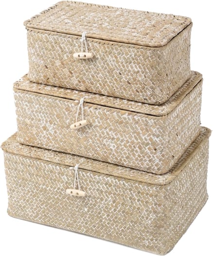 MRKK® Rieten Wasmand met Deksel - 29x19x12