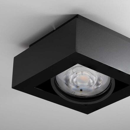 Castor nero I by LUSENZ - Vierkante plafondlamp met richtbare spot en matzwarte coating