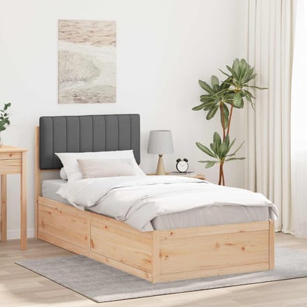 vidaXL - Bedframe - met - Gevoerde - Hoofdbord - Donkergrijs - 90 - x - 200 - cm