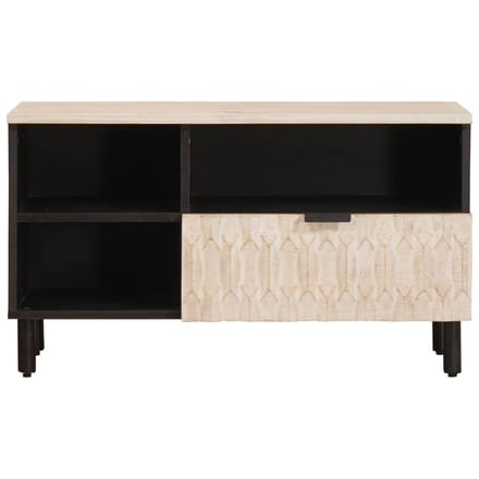 vidaXL - TV - Kast - Witte - Was - Afwerking - 80 - x - 33 - x - 46 - cm - Massief - Mango - Hout