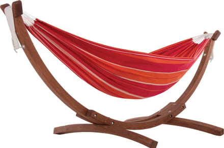 Vivere Double Katoenen Hangmat met Massief Houten Standaard - Mimosa