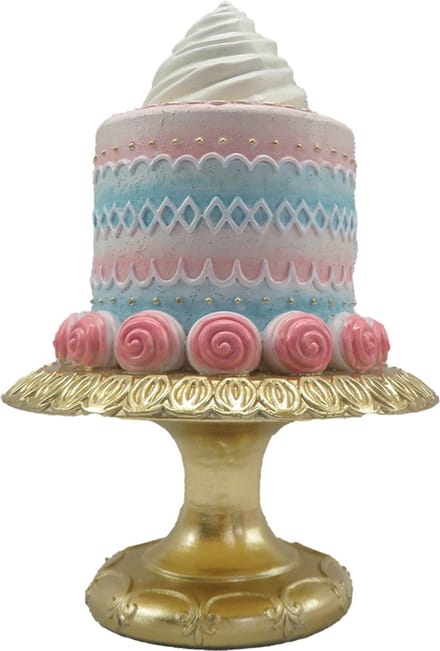 Clayre & Eef Decoratie Beeld Taart Ø 15x 22 cm Roze Goudkleurig Polyresin