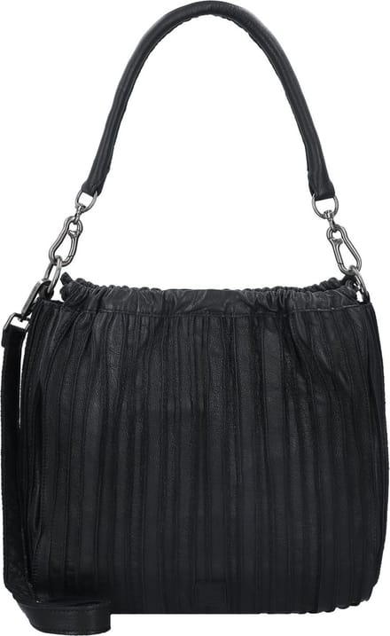 FREDsBRUDER Leren Schoudertas Say Hello Midi Hobo Bag Black Zwart