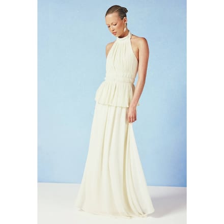 boohoo Dames Chiffon Geplooide Maxi Rok | Ivory | Maat: 16