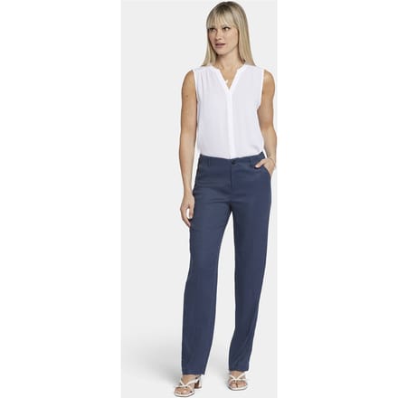 Marilyn Rechte Broek in Stretch Linnen | Oxford Marineblauw