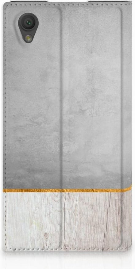 Standcase Hoesje voor Sony Xperia L1 Book Wallet Case Wood Concrete