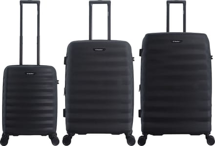 Saxoline - Flow | Harde koffer set / Trolley set / Reiskoffer set - S/M/L - Zwart - Zwart / Set