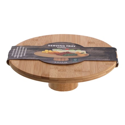 Bamboe Serveerplank op Voet 28 x 9 cm - Borrelplank - Bruin - Rond