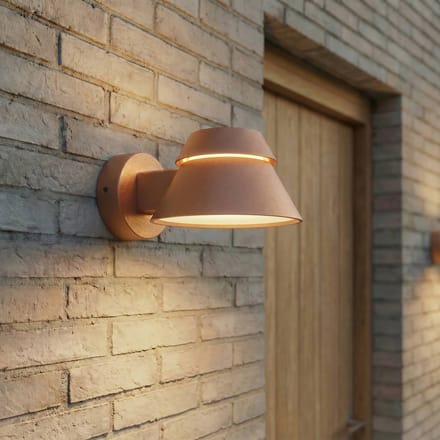 Lucande LED buiten wandlamp Moena, bruin, metaal, IP44