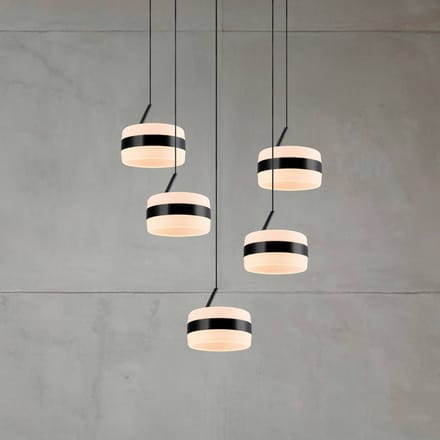 Trio Lighting LED hanglamp Dios, zwart, Ø 45 cm, CCT, 5-lamps.