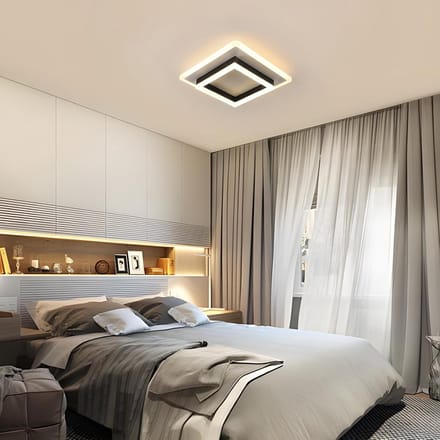 Haobosic - 30W Plafonnier LED - Moderne - 3000K Warm Licht - Carré Zwart